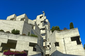 Avant-garde concrete church of St Nicolas, Heremence, Val d'Herens, Valais, Switzerland, Europe