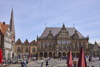 UNESCO World Heritage Site Bremen Town Hall with the Church of Our Lady on the Market Square in