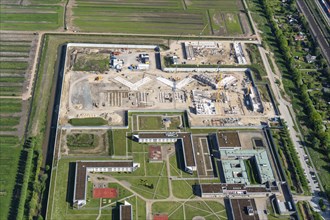 Aerial view, new building, prison, JVA, JVA Billwerder, Hamburg