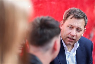 Lars Klingbeil, SPD party chairman, during his visit to the DGB rally in Chemnitz, 1 May 2024