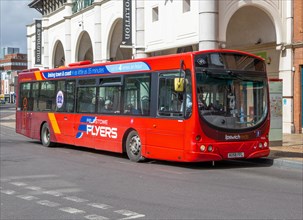 Single decker bus Ipswich Reds, Felixstowe Flyers service, Ipswich, Suffolk, England, UK