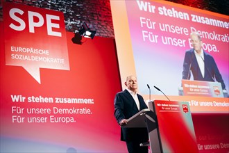 Federal Chancellor Olaf Scholz, recorded at the Social Democratic Congress of the SPD and PES with