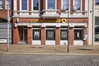 Commerzbank in the city centre of Husum, Nordfriesland district, Schleswig-Holstein, Germany,