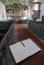 Guest book in the Protestant Reformed Church from 1401 in Greetsiel, Krummhoern, East Frisia, Lower