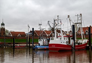 Fishing boat in the harbour in the fishing village of Ditzum, municipality of Jemgum, district of