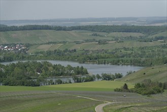 View of Lake Breitenau, Loewensteiner Berge, Loewenstein, Heilbronner Land, Heilbronn,