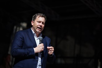 Lars Klingbeil, SPD party chairman, during his visit to the DGB rally in Chemnitz, 1 May 2024