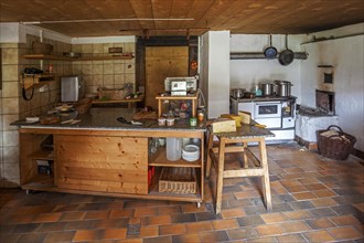 Interior, kitchen of the Naturalpe Gemstel-Schoenesboden-Alpe, Gemsteltal, Mittelberg,