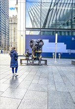 Outdoor art installation A Wild Life for Wildlife Elephant and Rabbitwoman by artist duo Gillie and