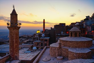 Mardin old city at sunset, Mardin, Turkey, Asia