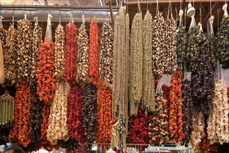 Dried fruit and vegetables stall, Gaziantep bazaar, Turkey, Asia