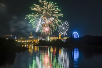Fireworks for the carnival in Dresden, Dresden, Saxony, Germany, Europe