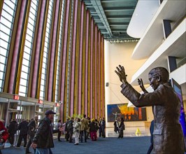 Statue of Nelson Mandela in the entrance hall of the UN headquarters in New York