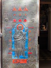 Relief, St Peter with key, entrance gate, parish church zum Heiland, Roman Catholic parish church,