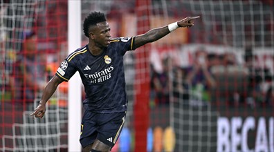 Goal celebration, cheering, Vinicius Junior Real Madrid (07) gesture, gesture, Champions League,