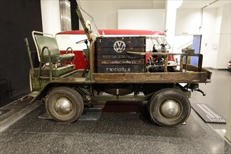 Rusty green old Volkswagen commercial vehicle in a museum, AUTOMUSEUM PROTOTYP, Hamburg, Hanseatic
