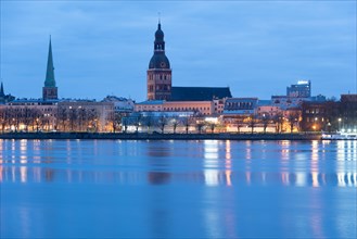 St James' Cathedral and Riga Cathedral, Daugava River, Riga, Latvia, Europe