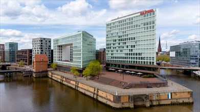 Aerial view of Spiegel Haus Ericusspitze, HafenCity, Brooktorkai Ericus, Hamburg, Germany, Europe