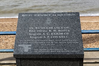 RAF 44 Squadron remembrance memorial plaque, The John Bradfield Viewing Area, Felixstowe, Suffolk,