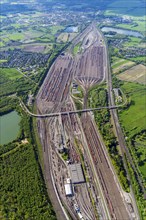 Aerial view, Maschen marshalling yard, railway, freight railway, Maschen, Lower Saxony