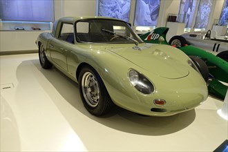 WENDLER- PORSCHE W-RS-001, A light green sports car in classic design on display in a car