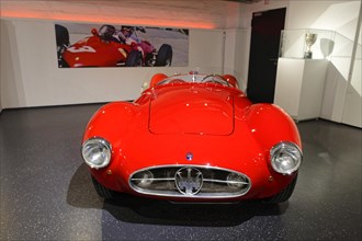 MASERATI A6GCS 53, A red classic Maserati racing car presented in an exhibition hall, AUTOMUSEUM