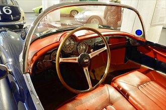 LANCIA AURELIA B24 SPIDER, Close-up of the interior of a Lancia classic car with leather upholstery