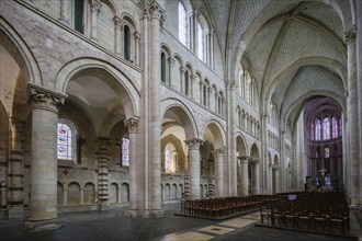 View through the nave to the choir, Romanesque-Gothic Saint-Julien du Mans Cathedral, Le Mans,