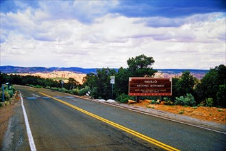 Navajo National Monument, sign for memorial site and archaeological reserve, within the Indian