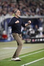Goal celebration Coach Pellegrino Matarazzo TSG 1899 Hoffenheim on the sidelines, gesture, gesture,