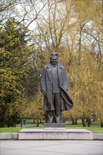 Monument to Latvian teacher and poet Andrejs Upits at Kronvalda Park in Riga, Latvia, Europe