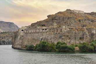 Rumkale roman fortress on the Euphrates River, Halfeti, Turkey, Asia