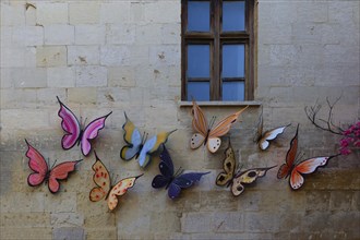 Butterfly sculptures on house wall, Gaziantep, Turkey, Asia