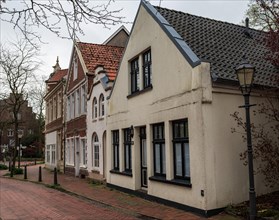 Row of historic houses on Norderstrasse in the small town of Weener, district of Leer, Rheiderland,