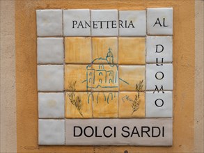 Tile mosaic, Cathedral, Sassari, Sardinia, Italy, Europe