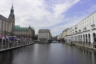 Hamburg City Hall and City Hall Market, Hamburg, Germany, Europe, View of the historic Hamburg City
