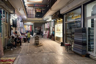 Textile shops, Sanliurfa bazaar, Turkey, Asia