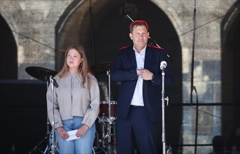 Lars Klingbeil, SPD party chairman, during his visit to the DGB rally in Chemnitz, 1 May 2024