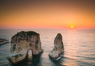 Sunset in Rawche, Lebanon, one of the postcards of Beirut, Asia