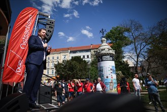 Lars Klingbeil, SPD party chairman, during his visit to the DGB rally in Goerlitz, 1 May 2024