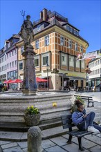 The Neptune Fountain, Kaufbeuern, Allgaeu, Swabia, Bavaria, Germany, Europe