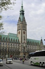 Hamburg Town Hall and Town Hall Market, Hamburg, Germany, Europe, The impressive town hall with