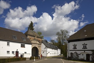 Eppinghoven Abbey with the mill on the right, former Cistercian abbey, Neuss, Lower Rhine, North
