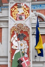 St Maurice at the entrance to the Blackheads' House, patron saint of the Brotherhood of Blackheads,