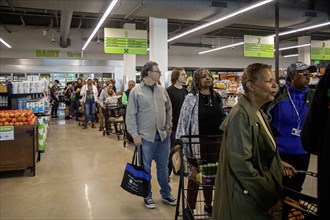 Detroit, Michigan USA, 1 May 2024, Grocery shoppers packed the Detroit People's food Co-Op on its