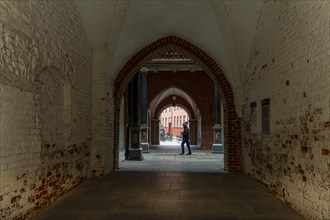 Passageway in the interior of Stralsund Town Hall, Mecklenburg-Vorpommern, Germany, Europe