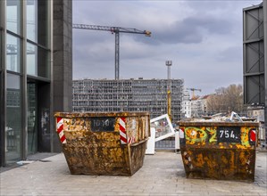 Container with building material, Berlin, Germany, Europe