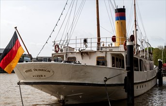 Historic steamship Prinz Heinrich in the museum harbour, town of Leer, East Frisia, Lower Saxony,