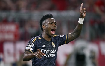 Goal celebration, cheering, Vinicius Junior Real Madrid (07) gesture, gesture, Champions League,