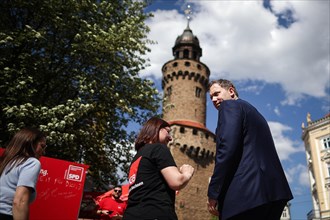 Lars Klingbeil, SPD party chairman, during his visit to the DGB rally in Goerlitz, 1 May 2024